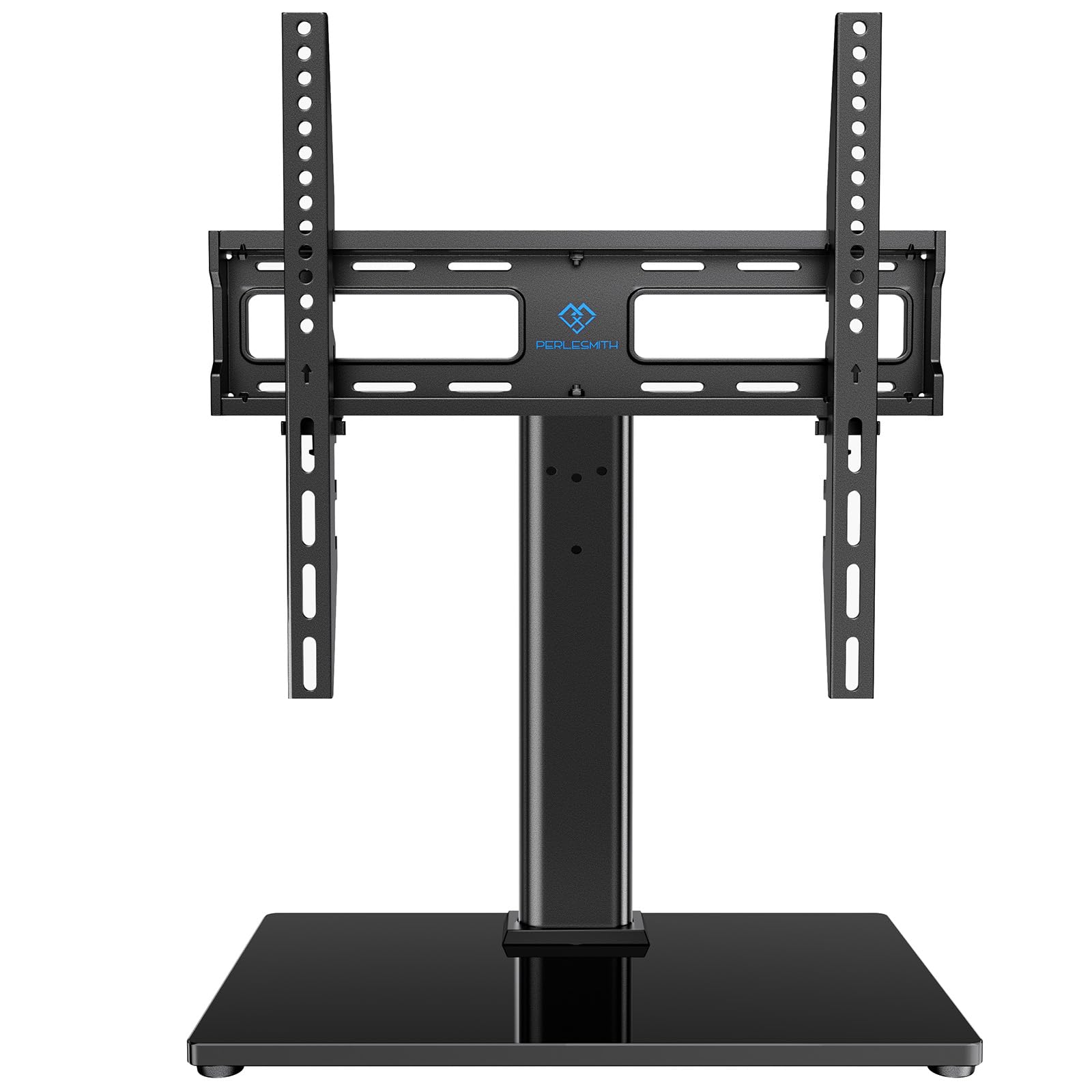 PERLESMITH Swivel Universal TV Stand/Base - Table Top TV Stand for 24-60 inch LCD LED TVs - Height Adjustable TV Mount Stand with Tempered Glass Base, VESA 400x400mm, Holds up to 99lbs PSTVS09