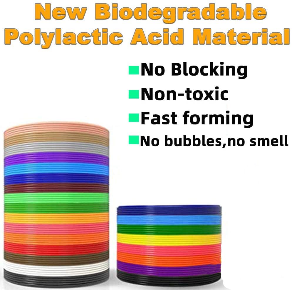Roryimke 3D Pen Filament Refills 30 Colors 3D Printing Pen Filament Refill with 2 Finger Caps 1.75mm 3D Drawing Pen Refill Each Color 10 Feet, Total 300 Feet