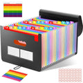 37 Pockets Expanding File Folders with Blank Labels, Expandable Accordian File Organizer with Cover, Desktop Accordion Folders Letter A4 Paper Document Storage Organizer for School Home Office