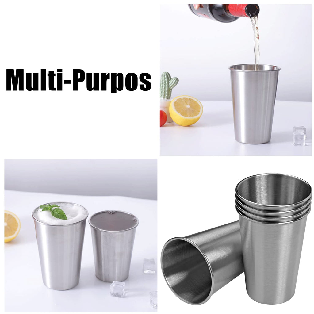 CAMBUY Stainless Steel Cups 18 oz Unbreakable and Reusable Drinking Cups Eco-Friendly Healthy Tumbler Set for Milk Juice and Water Dishwasher Safe (5 Pcs)
