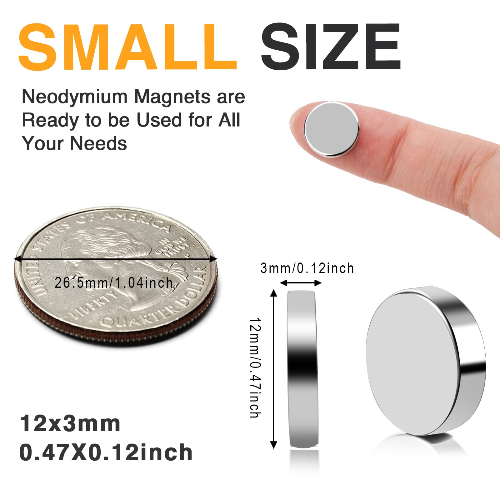 TRYMAG 80Pcs Magnets Disc, 12 x 3mm Small Round Rare Earth Fridge Magnets for Crafts Dry Erase Board, Refrigerator Magnet for Dry Erase Board Whiteboard DIY Scientific Models