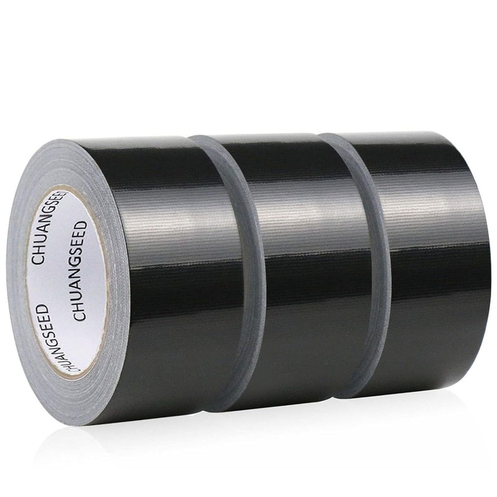 CHUANGSEED 3-Pack Black Heavy Duty Duct Tape,2 inchesx30 Yards, Strong Tape,Residue Free Tape, Flexible, Bulk Value for Repairs, Industrial, Professional Use Black Tape