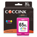 COCCINK 65xl Colour Ink Cartridge for HP DeskJet 3700 3722 3755 3772 3752 2600 2622 2624 2630 2652 2655 2675 2680 Envy 5055 5052 Work with HP Printer Ink 65 XL Color Ink Cartridges (1 Color)