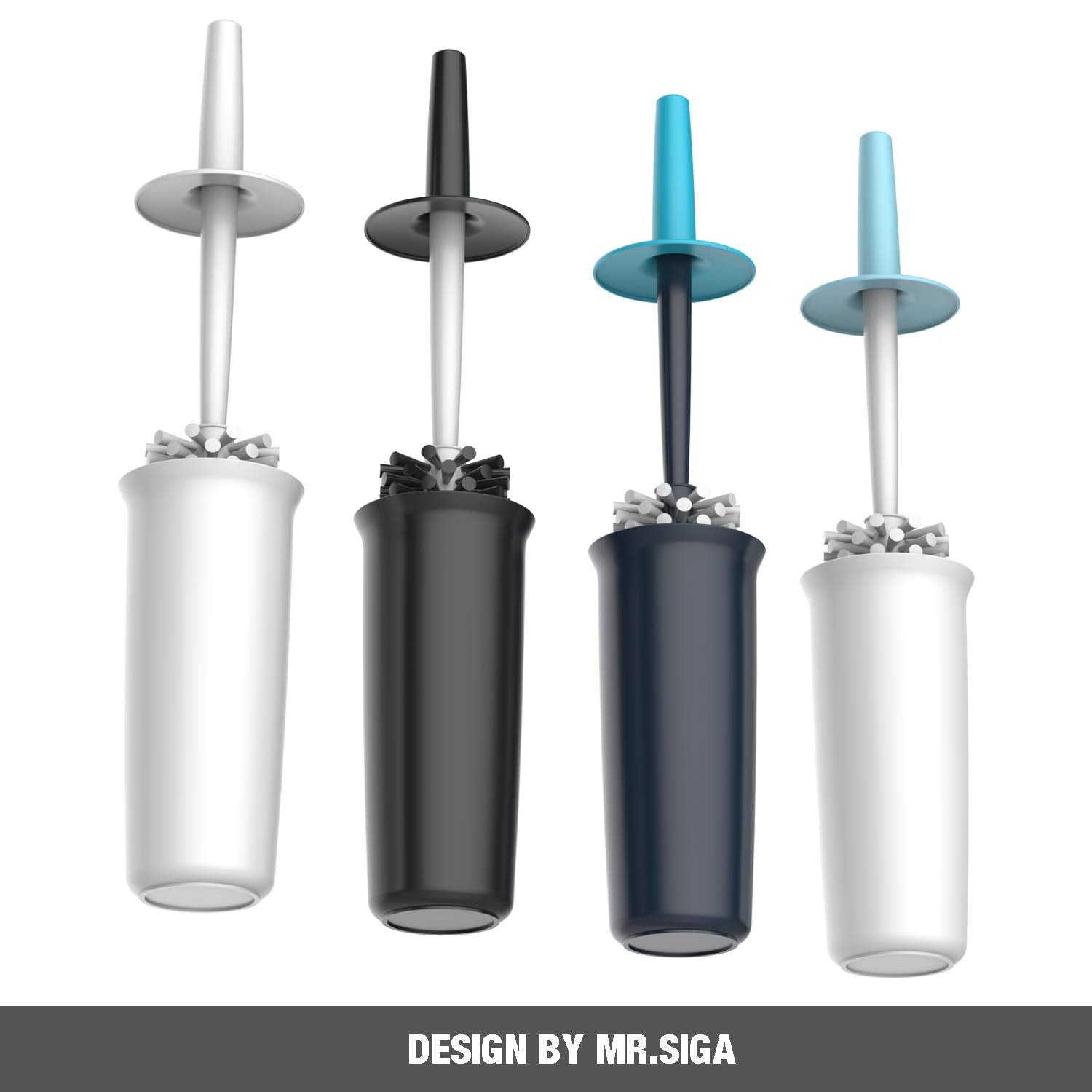 MR.SIGA Toilet Bowl Brush and Holder for Bathroom, White, 2 Pack