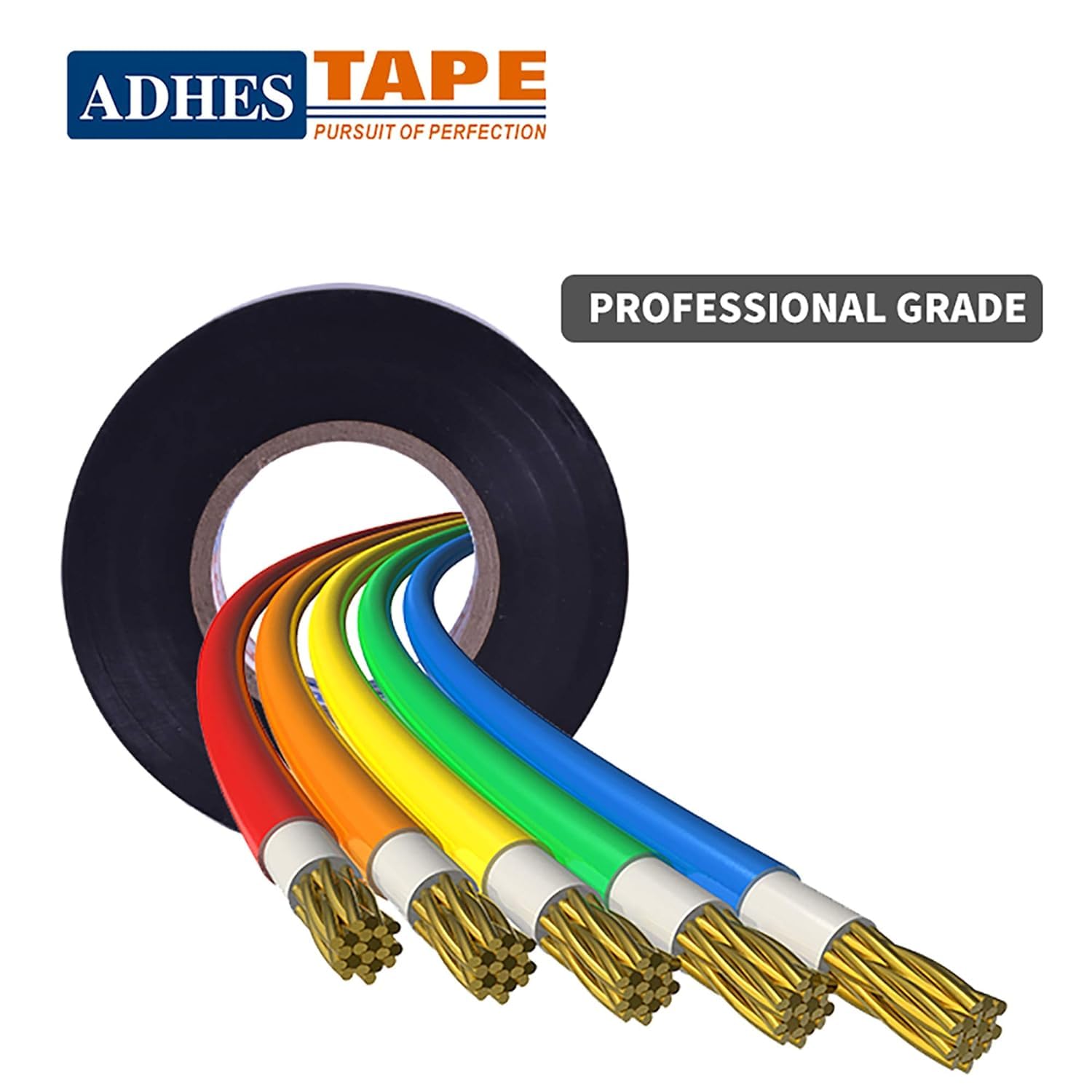 ADHES Professional Electrical Tape Black, 10 Pack, 0.75 inch x 65.6 feet, Waterproof & Weather Resistant Electric Tape Ideal for Contractors & Electricians, Indoor&Outdoor
