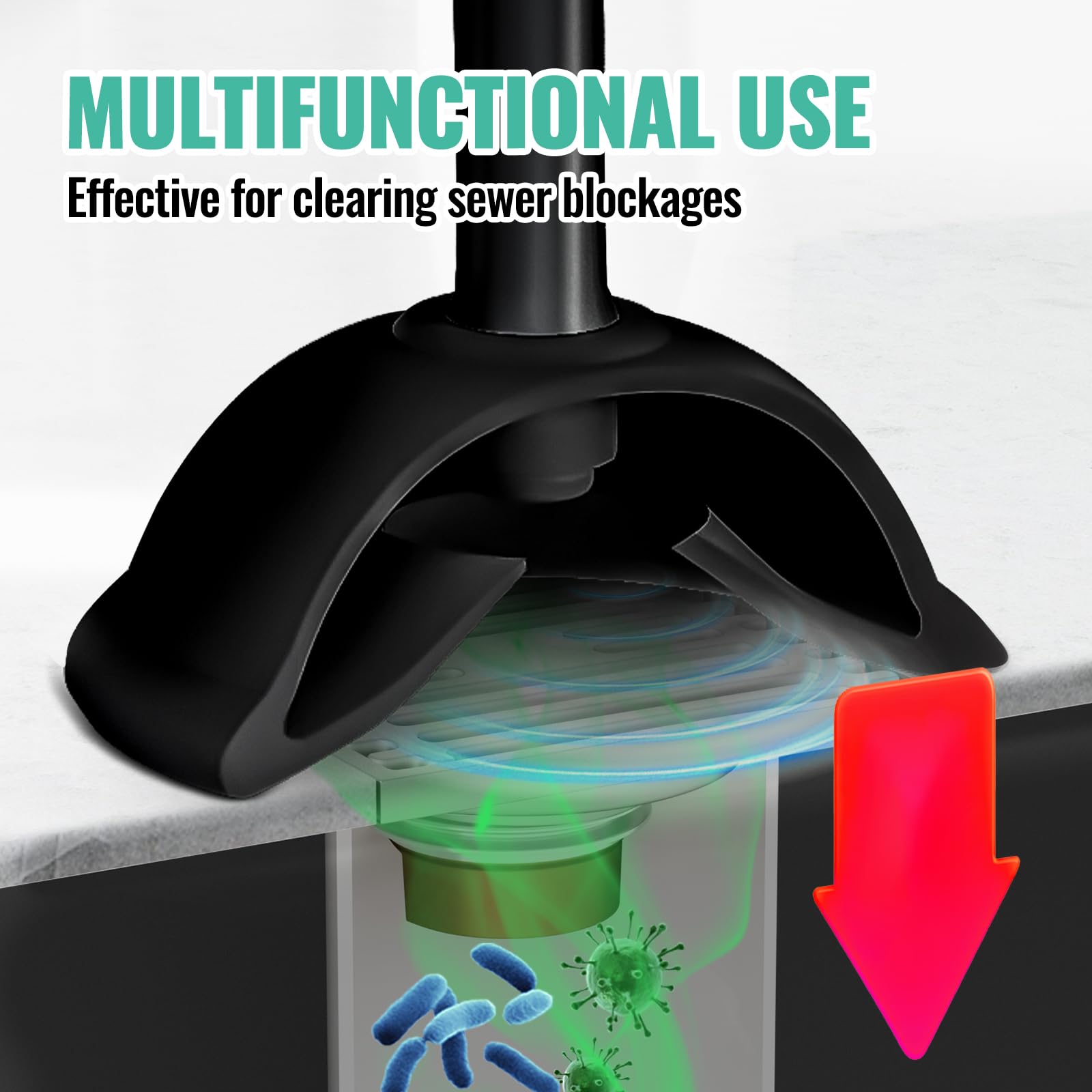 3 in 1 Toilet Brush and Plunger Set with Crevice Cleaning Brush, Toilet Plunger and Brush Set with Extra Long Handle, Plungers for Bathroom Accessories, Toilet Plunger with Holder, Obsidian Black