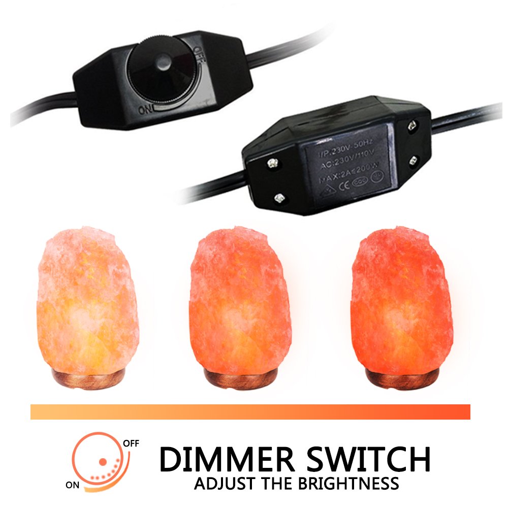 Haraqi Himalayan Salt Lamp Cords(6 Ft/1.8 M) and Bulbs with Dimmer Switch,Original Replacement Cords with Base Assembly (3.34 Inches) and 25 Watt E12 Bulbs for Salt Rock Lamp,2 Cords and 2 Bulbs