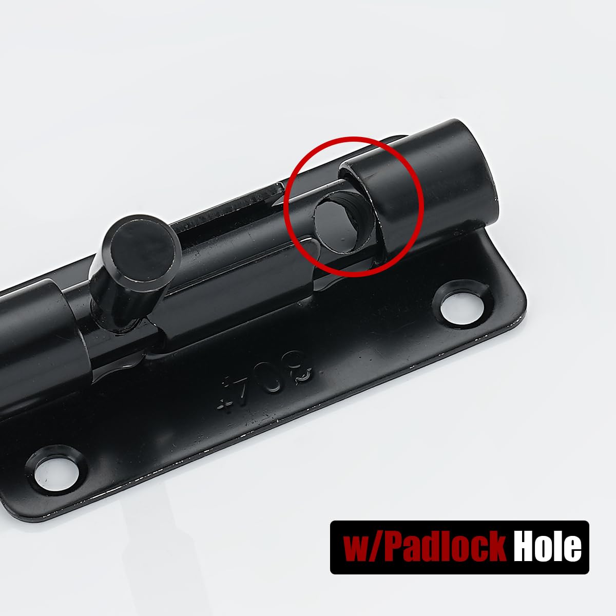 JQK Door Security Slide Latch Lock Barrel Bolt, 304 Stainless Steel Sliding Gate Latches Thickened 1.4mm with Padlock Hole, Black, 2 Pack HBB120-BK-P2