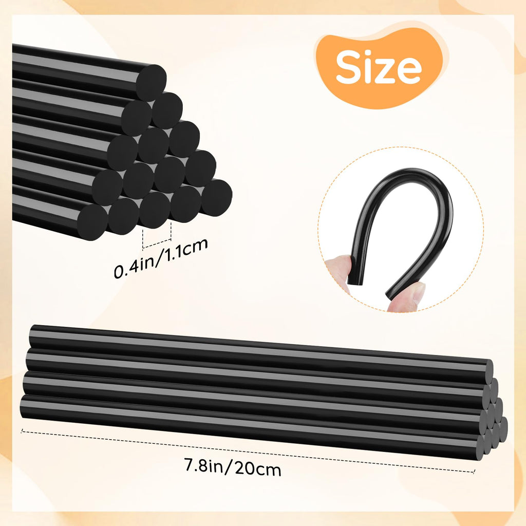 ENPOINT Black Hot Glue Sticks Full Size, 8" Long x 0.43" Dia Hot Melt Glue Sticks Bulk, Adhesive for Crafting DIY Art School Gluing Project Repair Sealing, 36 Pack