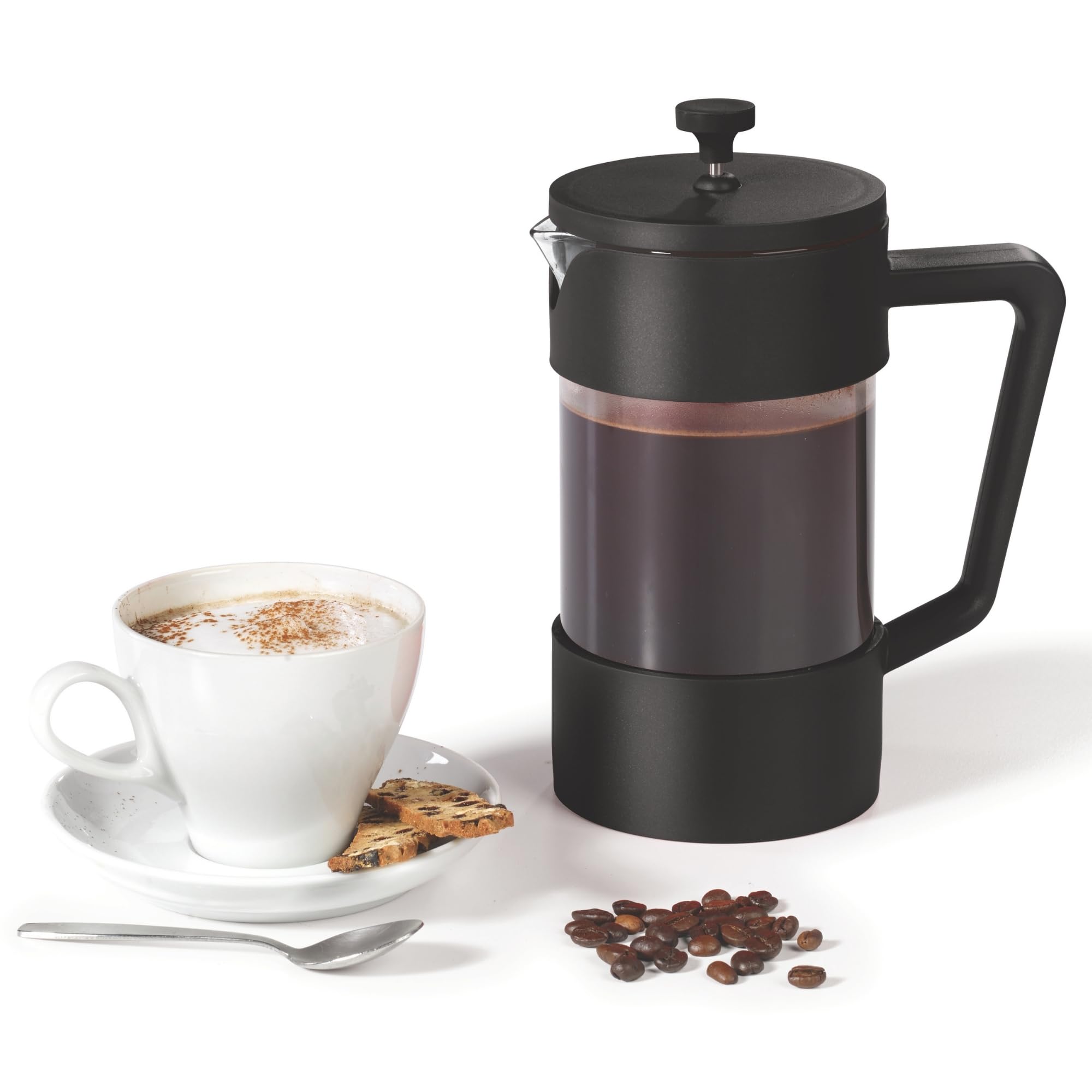 Starfrit Gourmet French Press Coffee Maker - 34 oz (1 L) – 4 Minute Brew - Borosilicate Glass - Stainless Steel Filter – Perfect for Coffee and Tea – Black