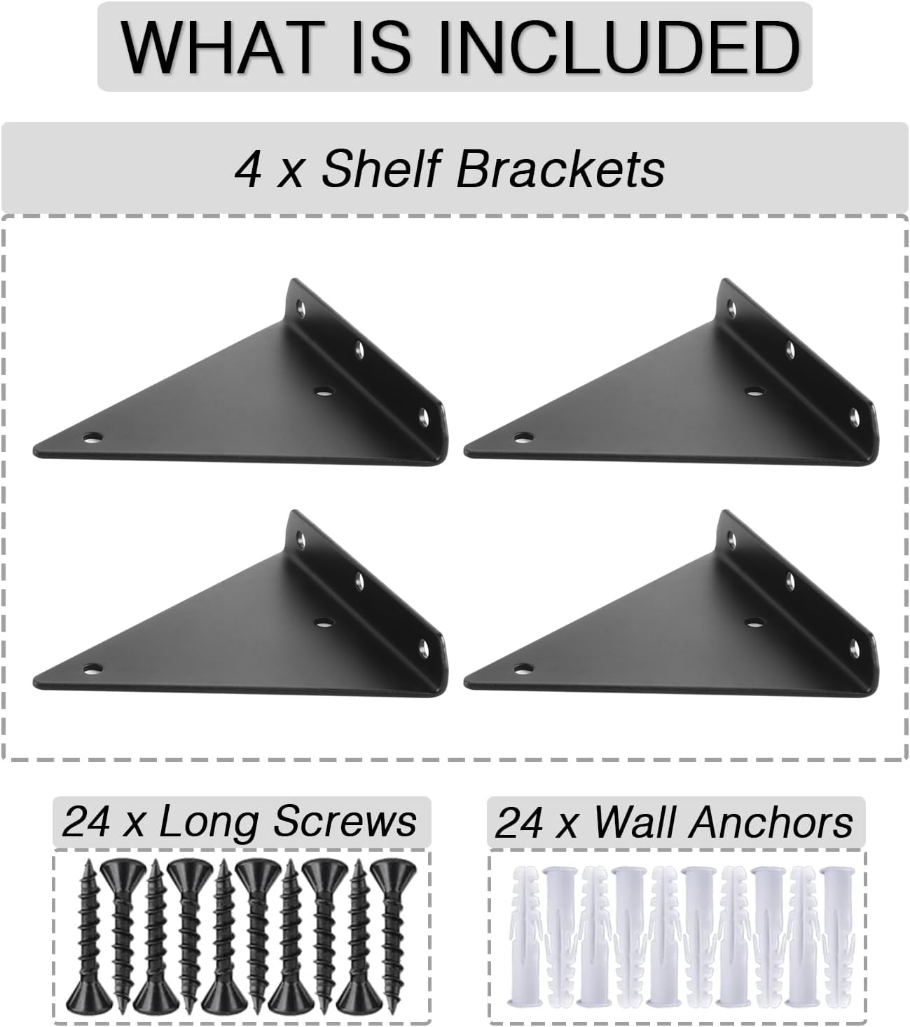 OVOV Triangle Shelf Brackets 3 inch 4 Pack Heavy Duty Floating Shelf Bracket Metal Hidden Brackets for Shelves Decorative Shelves Support （Black