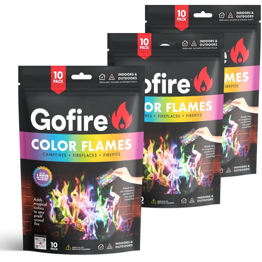 Color Flame Packets - Safe for Indoor & Outdoor Use - 1 Hour Burn for Campfires, Fireplaces, Firepits - No Need to Open Just Drop in - Perfect for Christmas, Birthdays (15)