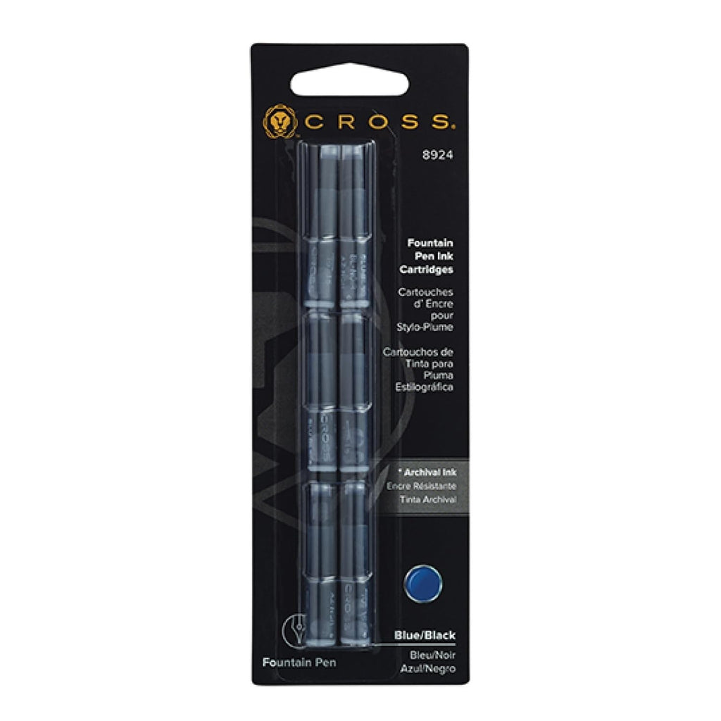 Cross Fountain Pen Cartridge Ink Refills Blue/Black Ink Cartridges 6 per Card (8924)