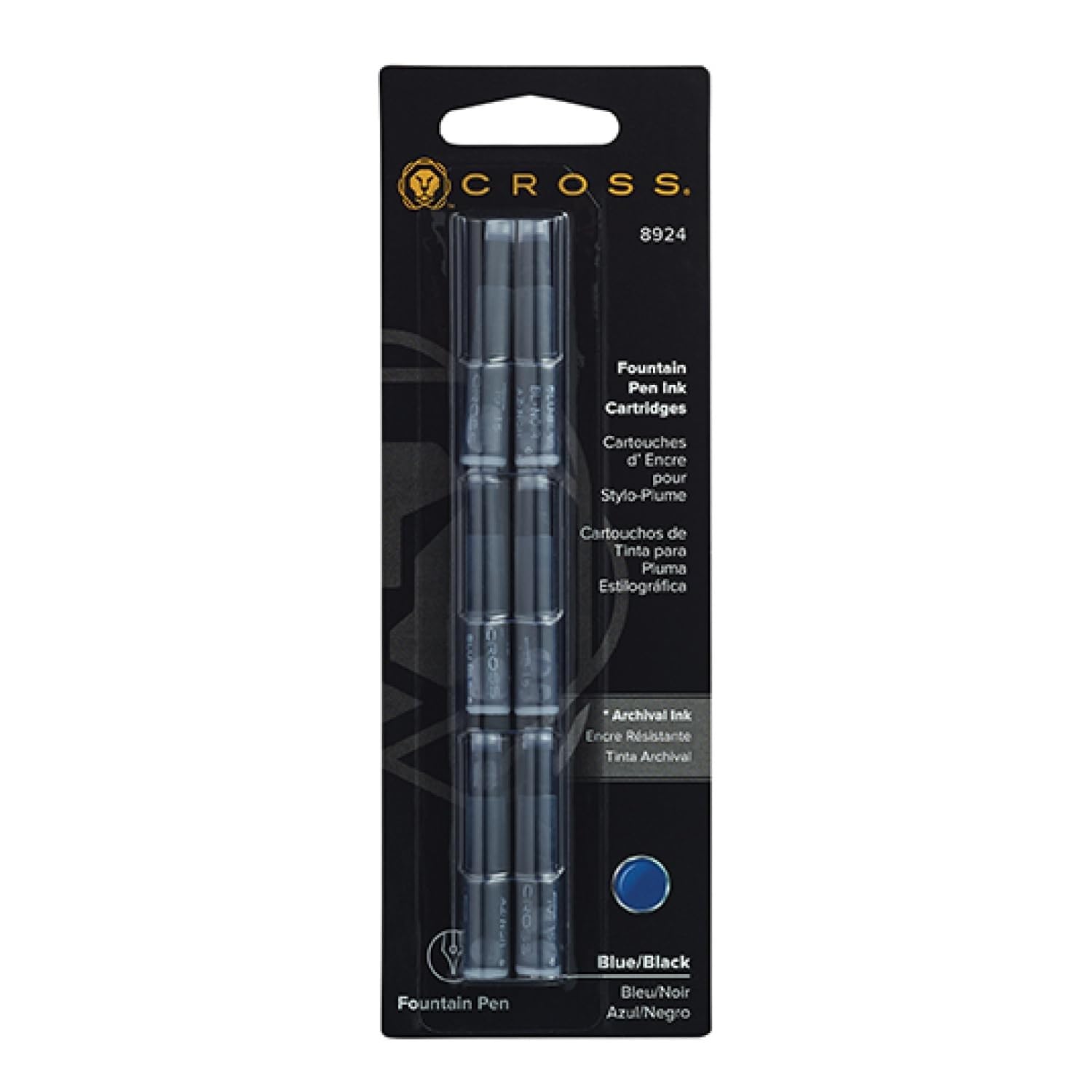 Cross Fountain Pen Cartridge Ink Refills Blue/Black Ink Cartridges 6 per Card (8924)