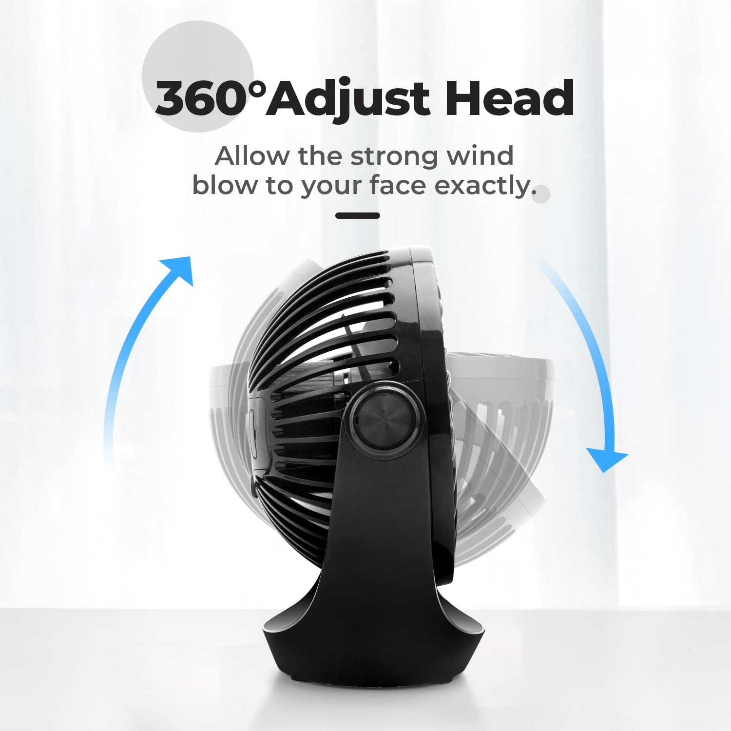 OCOOPA Small USB Desk Fan Table Fan 5'' with Strong Airflow & Quiet Operation, Portable Cooling Mini Fan 3 Speed, 360°Rotatable Head for Home Office Bedroom Desktop