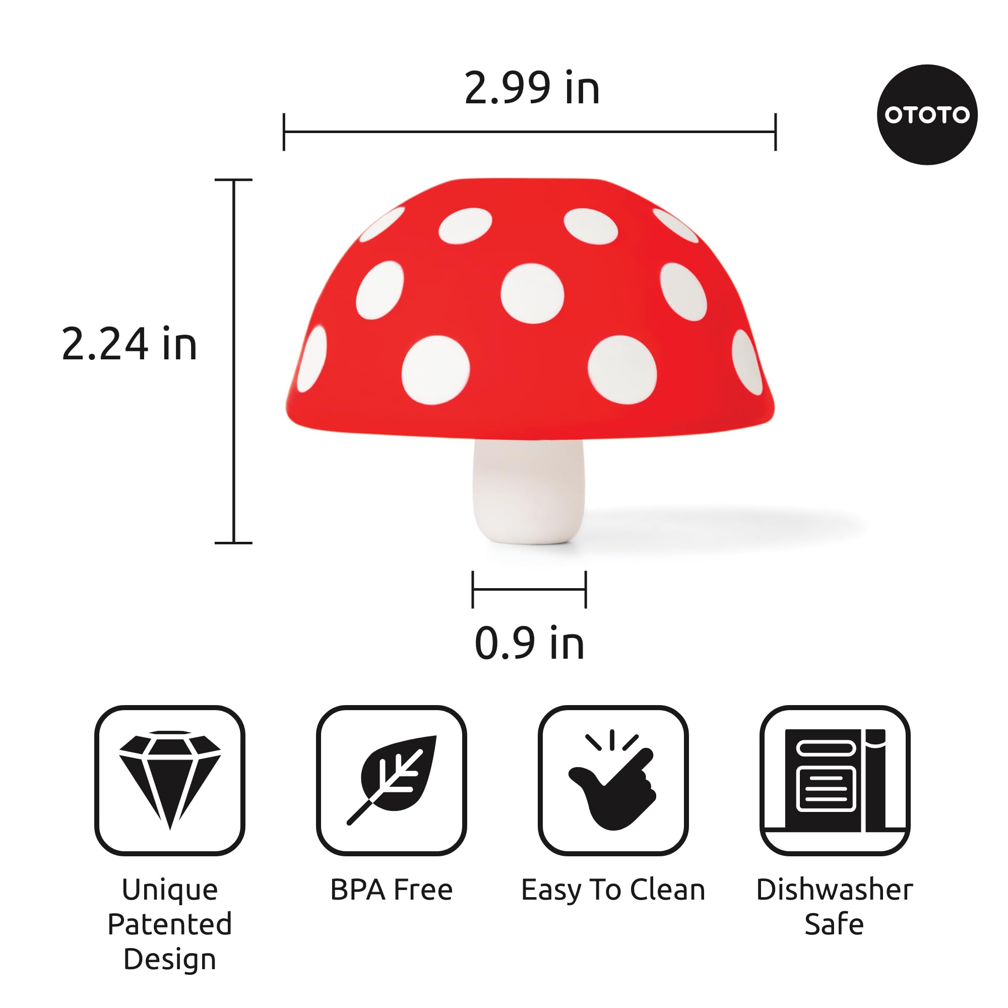 OTOTO Mushroom - Foldable Kitchen Funnel - Small Funnel with Wide Mouth for Jars, Canning, & Bottle Liquid Transfer - Silicone, 100% Food Safe, BPA Free, Dishwasher Safe