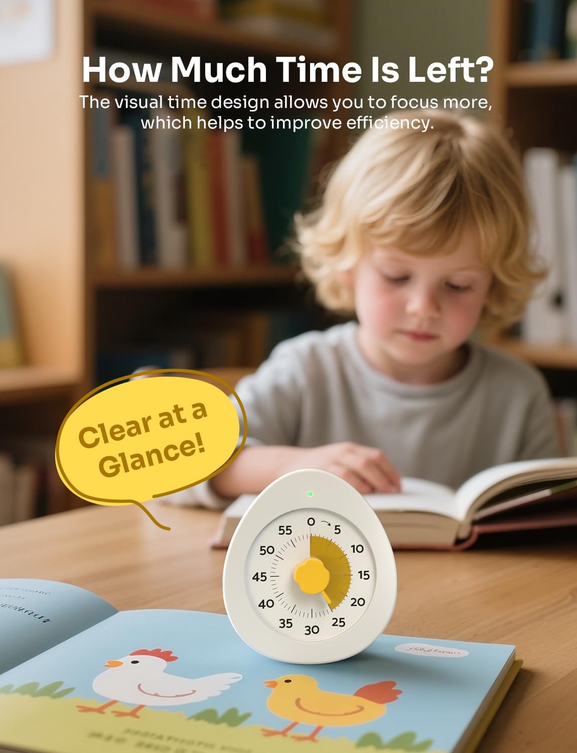 LIORQUE 60 Minute Visual Timer with Pause Function, Visual Timer for Kids and Adults, Time Management Countdown Timer for Classroom Cooking Meting, Non-Ticking Timer