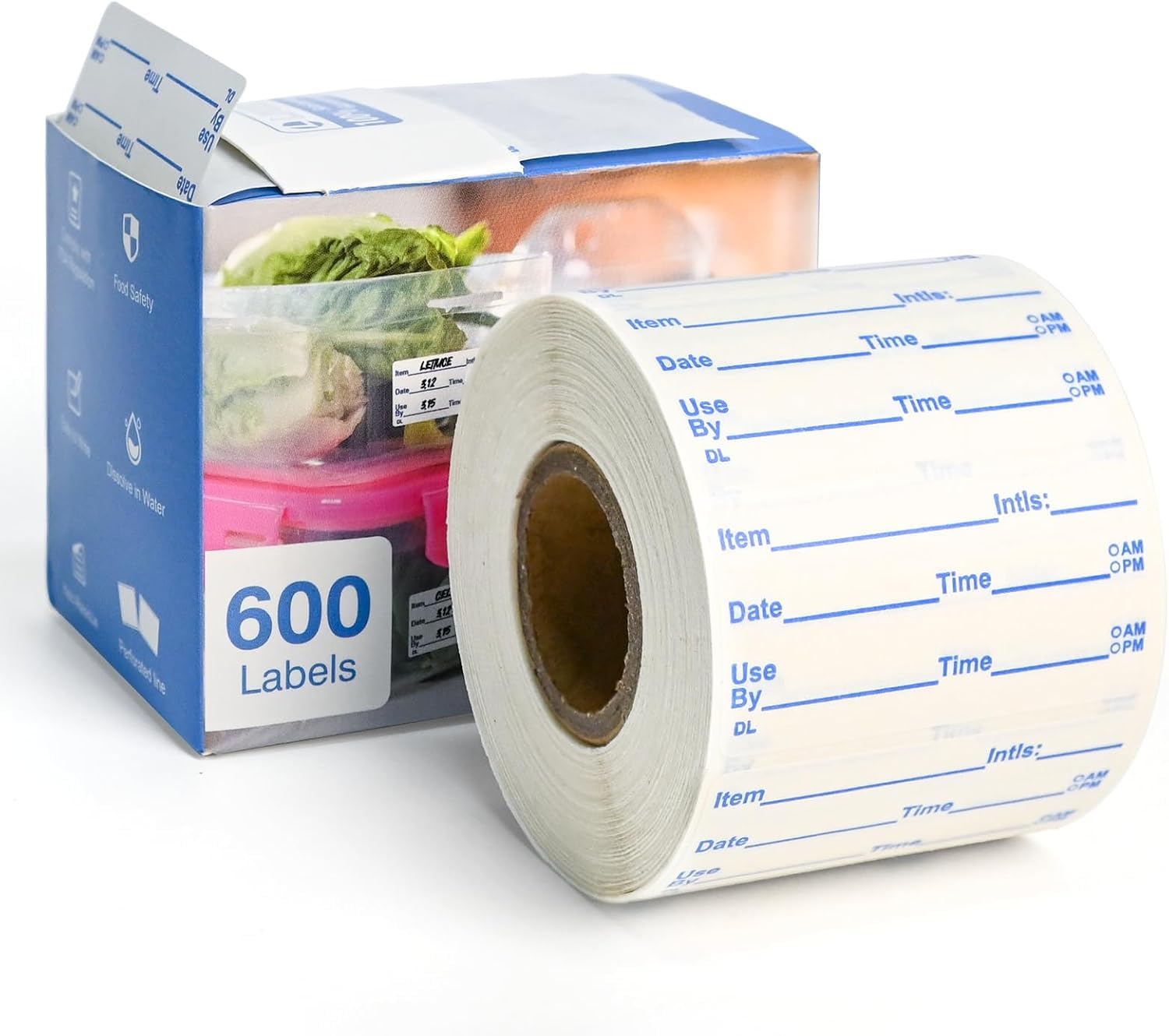 L LIKED 1x2 in Dissolvable Food Labels, 600 Pcs Dissolved Freezer Labels for Food Storage Containers, Canning, Jam Jar, Mason Jars, Blue