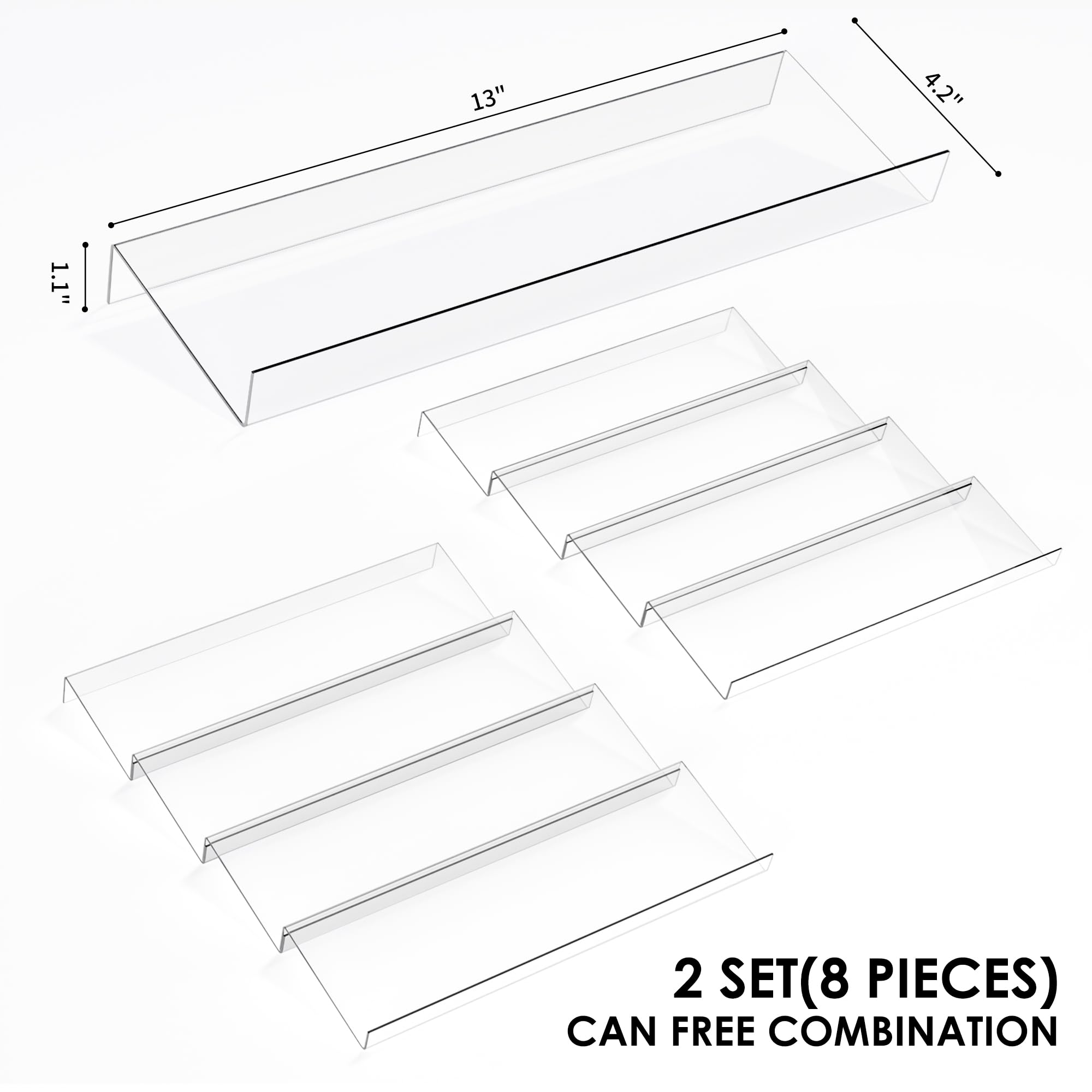 Spice Drawer Organizer, 4 Tier Clear Acrylic Expandable From 13" to 26" Seasoning Jars Drawer Insert, Kitchen Drawer Spice Rack Tray for Cabinet/Countertop