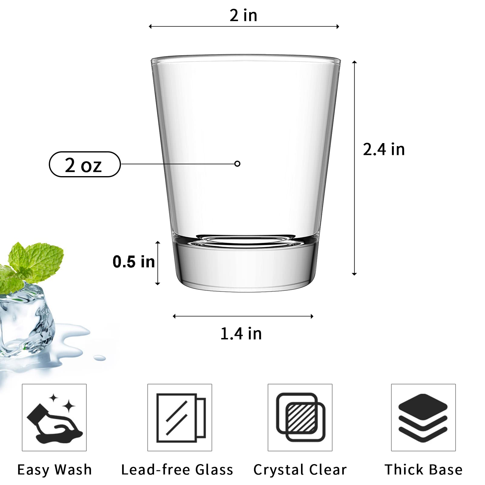 Shot Glass Set of 36 Heavy Base Shot Glass Bulk 2 oz Round 60ml Shot Glasses Set for Espresso, Whiskey, Liqueurs and Tequila