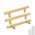 goldenwarm 5 Pack Gold Kitchen Cabinet Handles 96mm(3-3/4") Hole Center Drawer Pulls Cabinet Pulls Gold Kitchen Cupboard Handles Brushed Brass Drawer Hardware