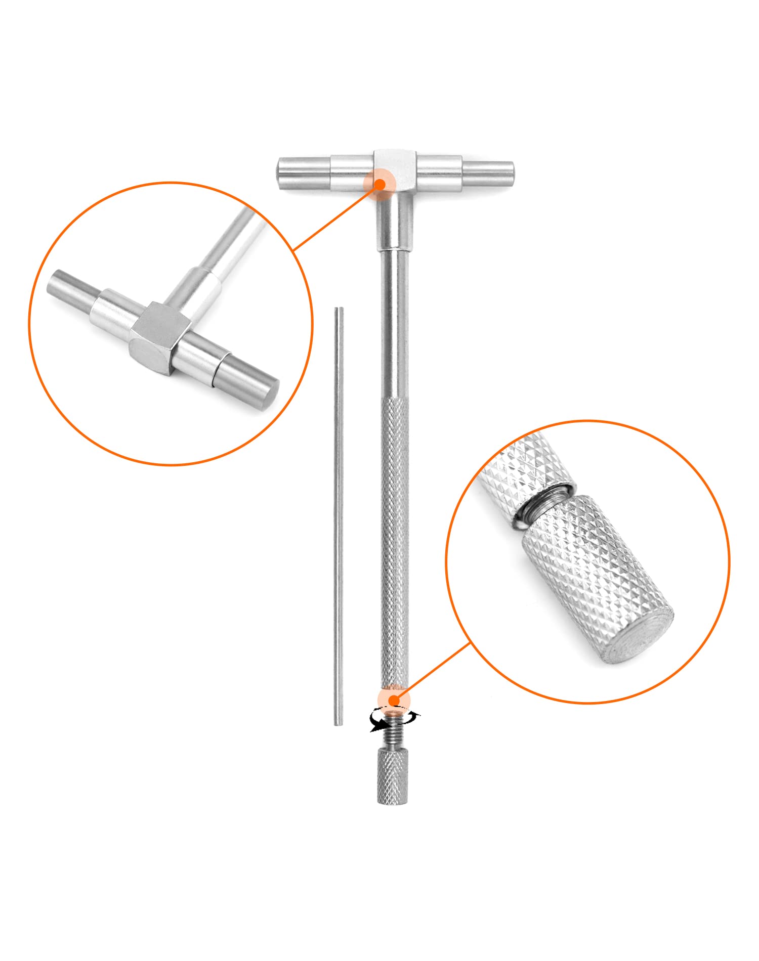 QWORK 5/16" to 6" Telescopic Gauge Bore Gauge, 6 Pack Hole Gauge Set, Premium Steel T-Bore Hole Gauges Set, Measurement Tool, Telescoping Full Round Bore Gauge