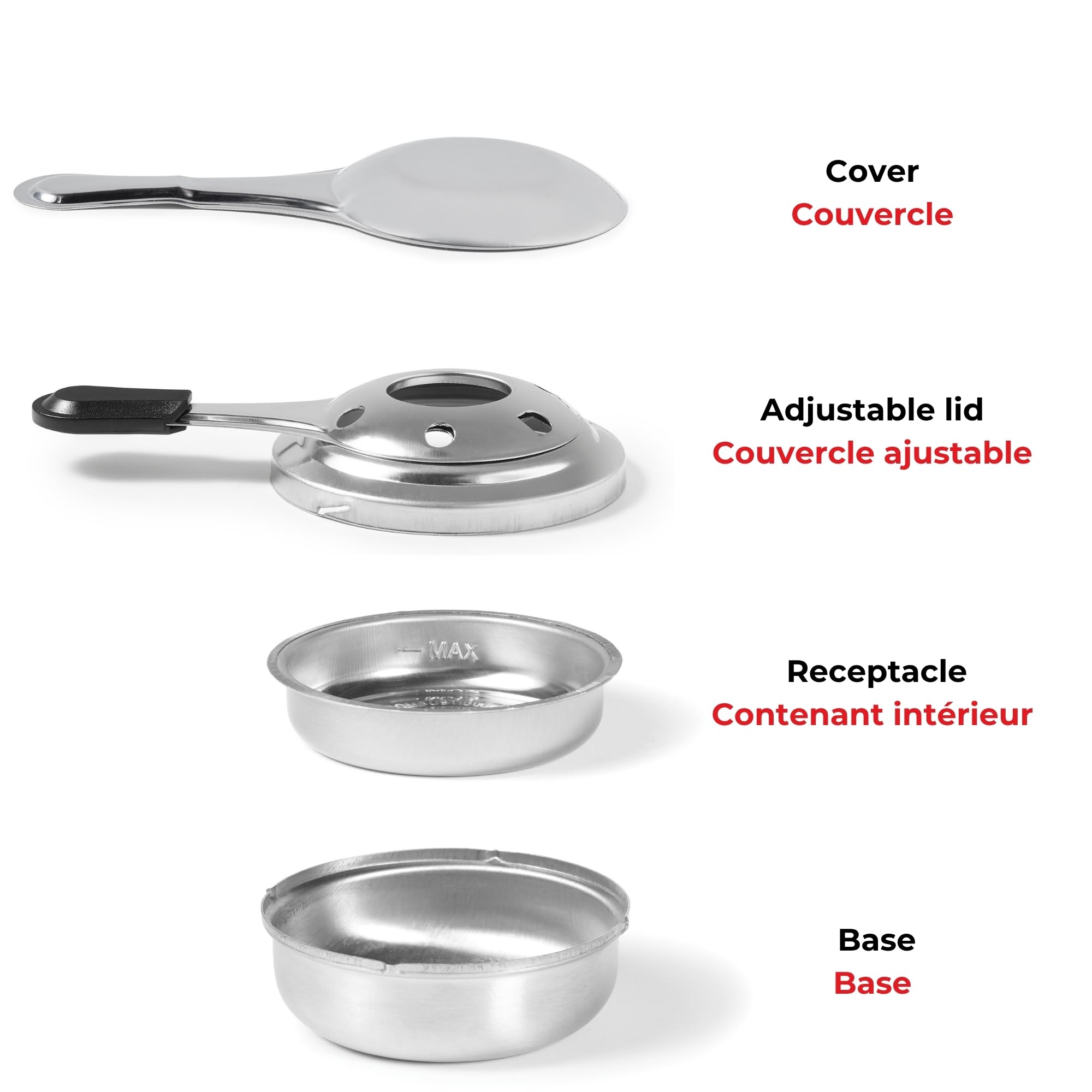 Starfrit Set of 2 Stainless Steel Fondue Adjustable Safety Burner - Stainless Steel