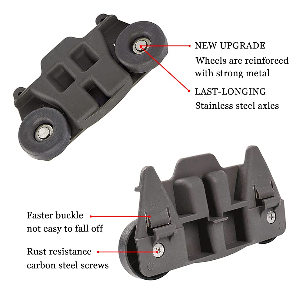 W10195416 New Upgraded Metal Axles Dishwasher Wheel Lower Rack Replacement Parts for Kitchen Aid Whirlpool Kenmore Kitchenaid W10195416V, AP5983730, PS11722152, W10195416VP (4 Pack)
