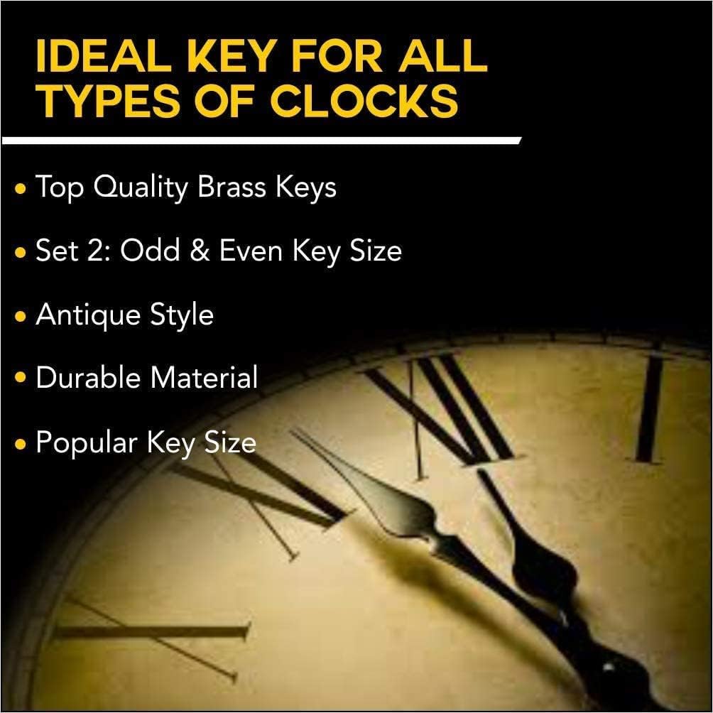 2 Pieces 5-in-1 Odd/Even Number Brass Clock Winding Key