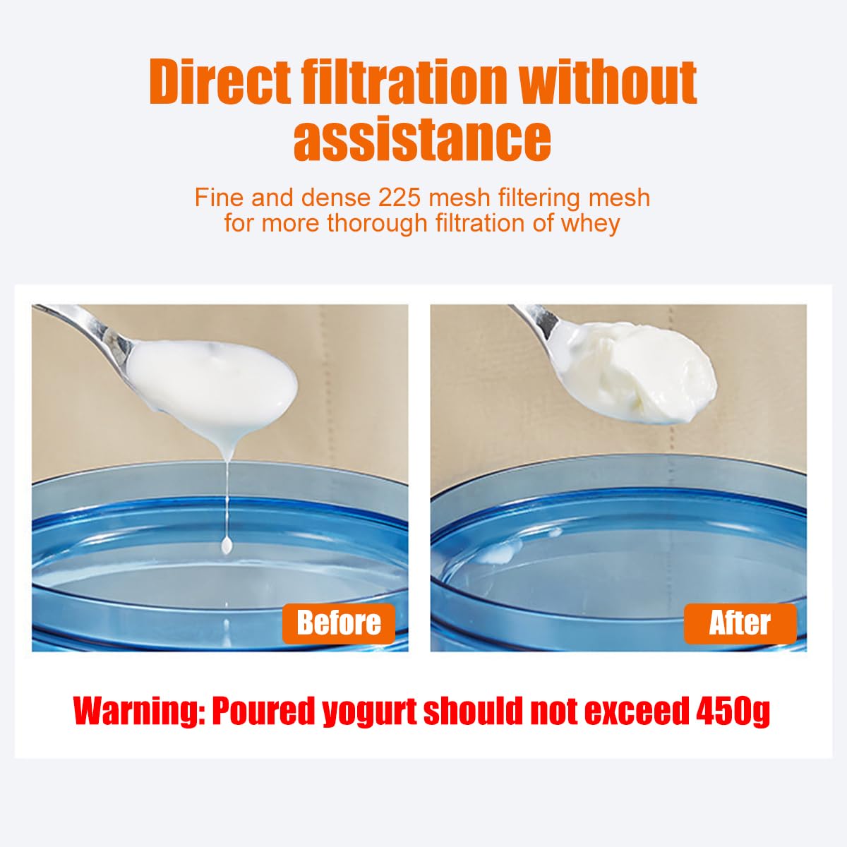 Greek Yogurt Strainer with Fine Mesh, Yogurt Maker Filter, Reusable Cheese Yogurt Whey Separator, Multipurpose Thick Yogurt Maker Gadgets for Home and Kitchen