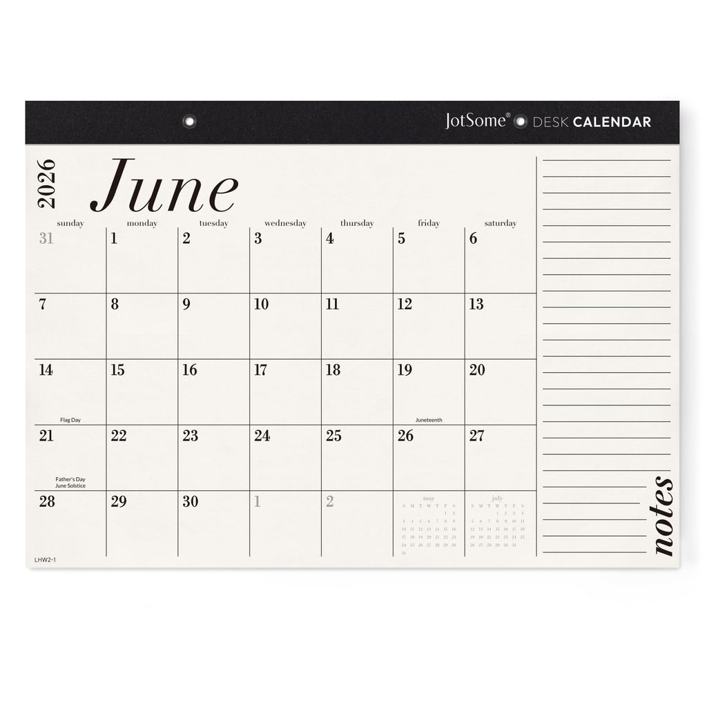 Jotsome Desk Calendar 2026-2027, 18 Months Large Monthly Calendar from Now to June 2027, 17"x12", Large Day Block, Desktop Calendar with Notes for Home & Office Organizing, Minimalist