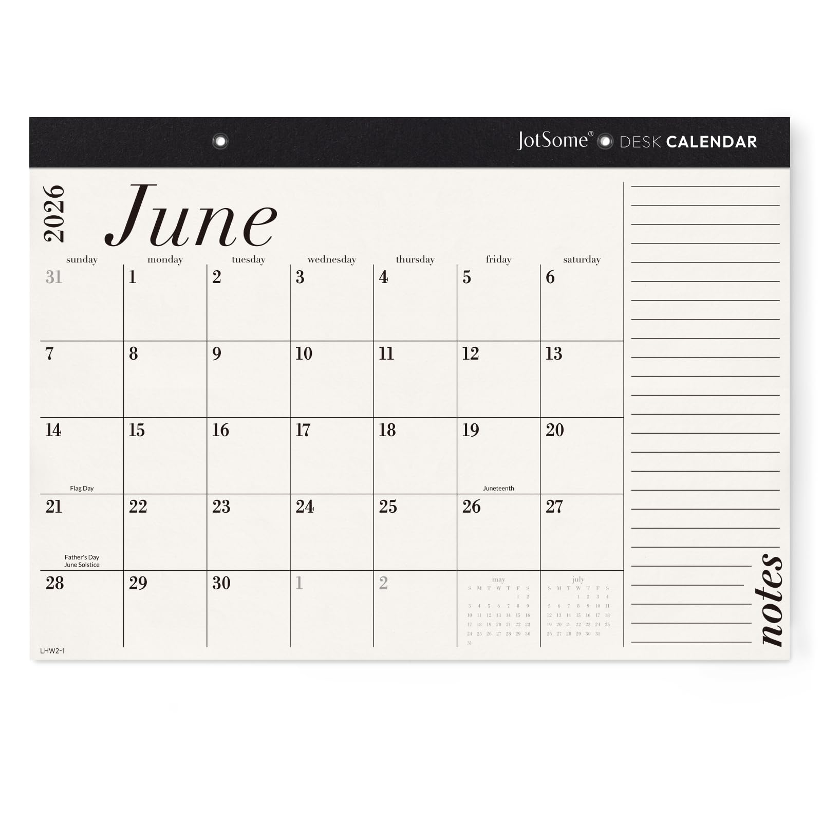 Jotsome Desk Calendar 2026-2027, 18 Months Large Monthly Calendar from Now to June 2027, 17"x12", Large Day Block, Desktop Calendar with Notes for Home & Office Organizing, Minimalist