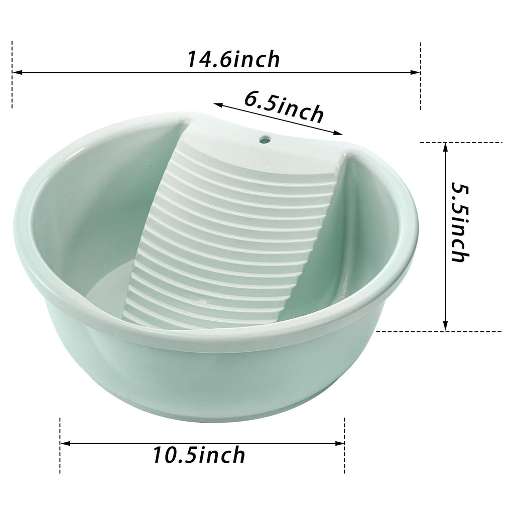 SOUJOY 2 Pack Washboard Basin for Hand Washing Clothes, Plastic Non-Slip Washtub with Integrated Washboard, Small Delicate Articles Washing Clothes Laundry for Home and Outdoor