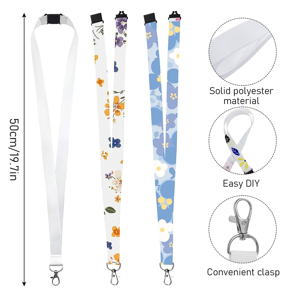 50 Pieces Sublimation Lanyards Blanks Bulk, White Neck Lanyard with Detachable Buckle, Heat Transfer Lanyards for ID Card Badge Holder Keychain DIY Crafts Gifts