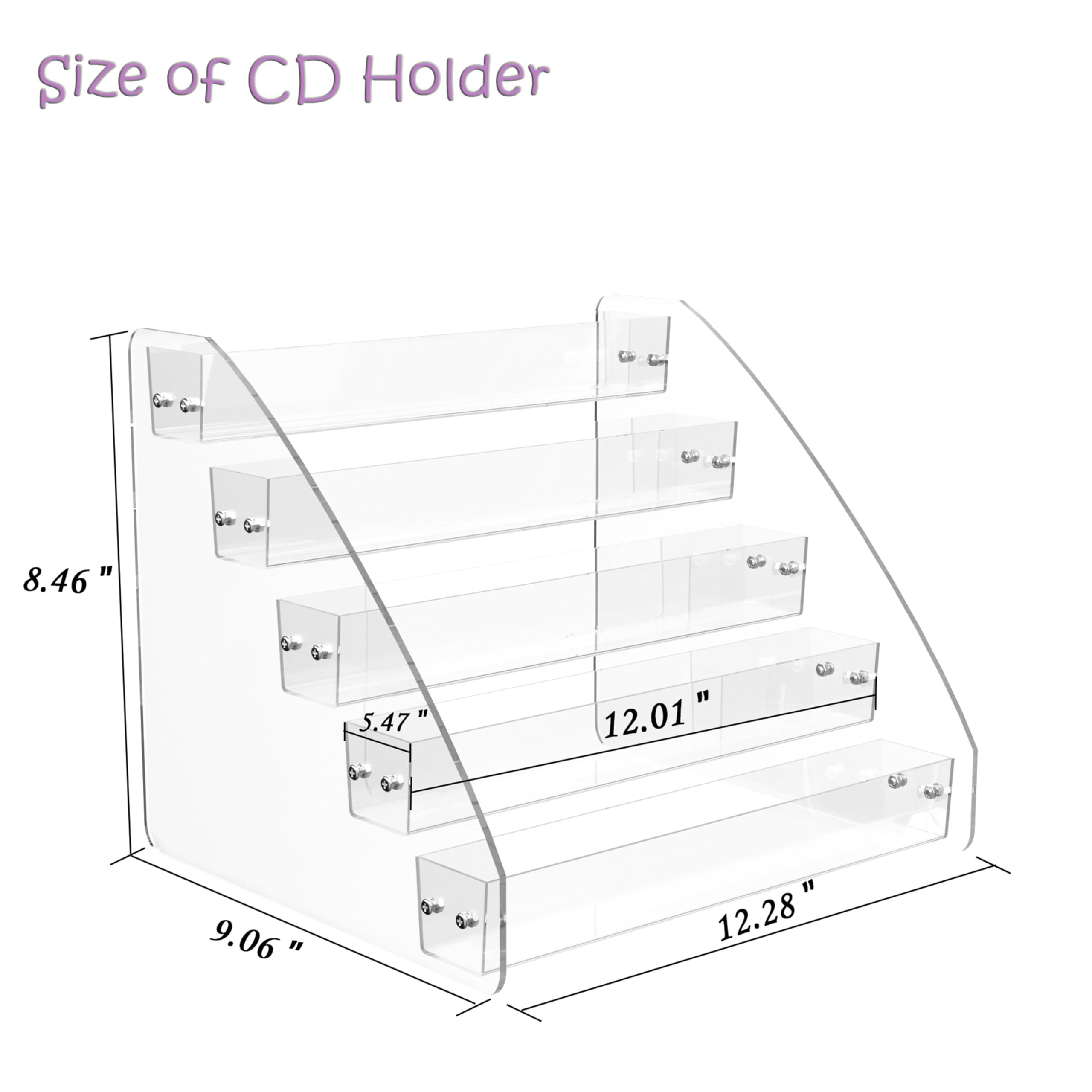 YFEEN CD Holder 5 Tier Clear Acrylic CD Organizers, CD Display Rack Holds up to 30 Standard DVD Cases for Media Shelf Storage and Organization