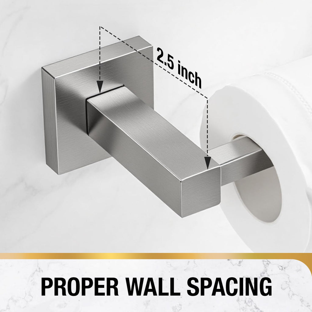 HITSLAM Brushed Nickel Toilet Paper Holder, SUS304 Stainless Steel Toilet Paper Roll Holder Wall Mounted, Double Post Pivoting Square Bathroom Tissue Holder Use for Washroom Kitchen