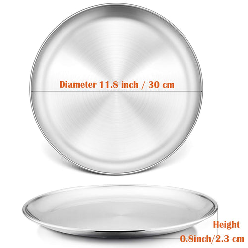 12 Inch Pizza Pan Set, 3 Pcs P&P CHEF Stainless Steel Round Baking Pizza Pans Pizza Tray for Pizza, Pie, Cake, Cookie, Non-Toxic & Healthy, Heavy Duty & Durable, Oven & Dishwasher Safe