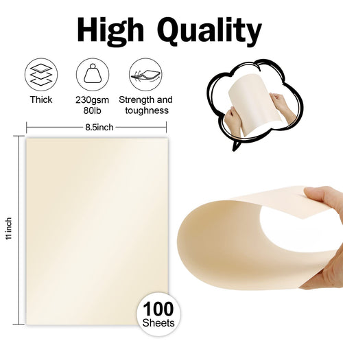 100 Sheets Cream Shimmer Cardstock 8.5 x 11 Metallic Paper, Goefun 80lb Card Stock Printer Paper for Invitations, Certificates, Crafts, Card Making