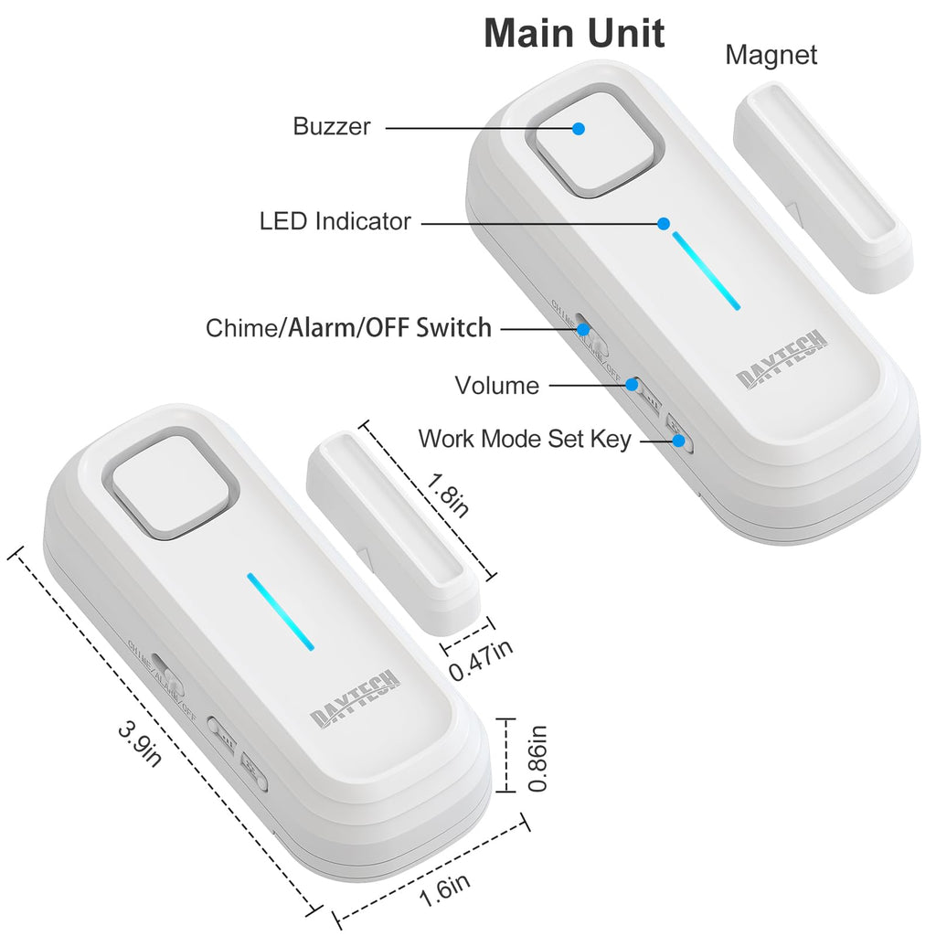 DAYTECH Freezer Door Alarm Freezer Alarm with Delay 60/120/180/240 Seconds Wireless Door Sensor When Left Open Fridge Alert with 0-120dB Adjustable Volume Levels, 1 PC