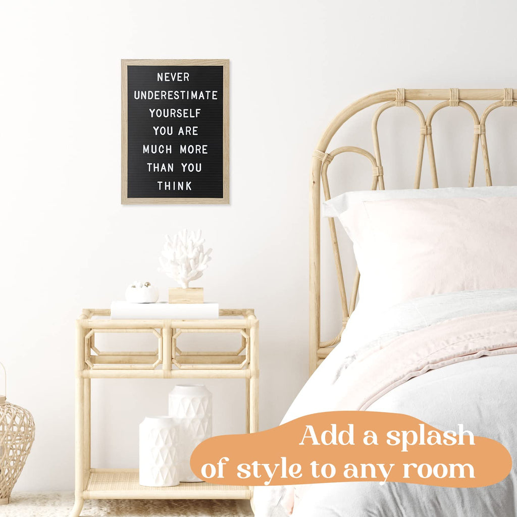 TrendArti Felt Letter Board - 680 Letters, Numbers & Symbols, 16 x 12 inch, Changeable Message Board for Quotes, Notes & Announcements, Wood Frame, Farmhouse Decor Wall and Tabletop, 2 Storage Bags,