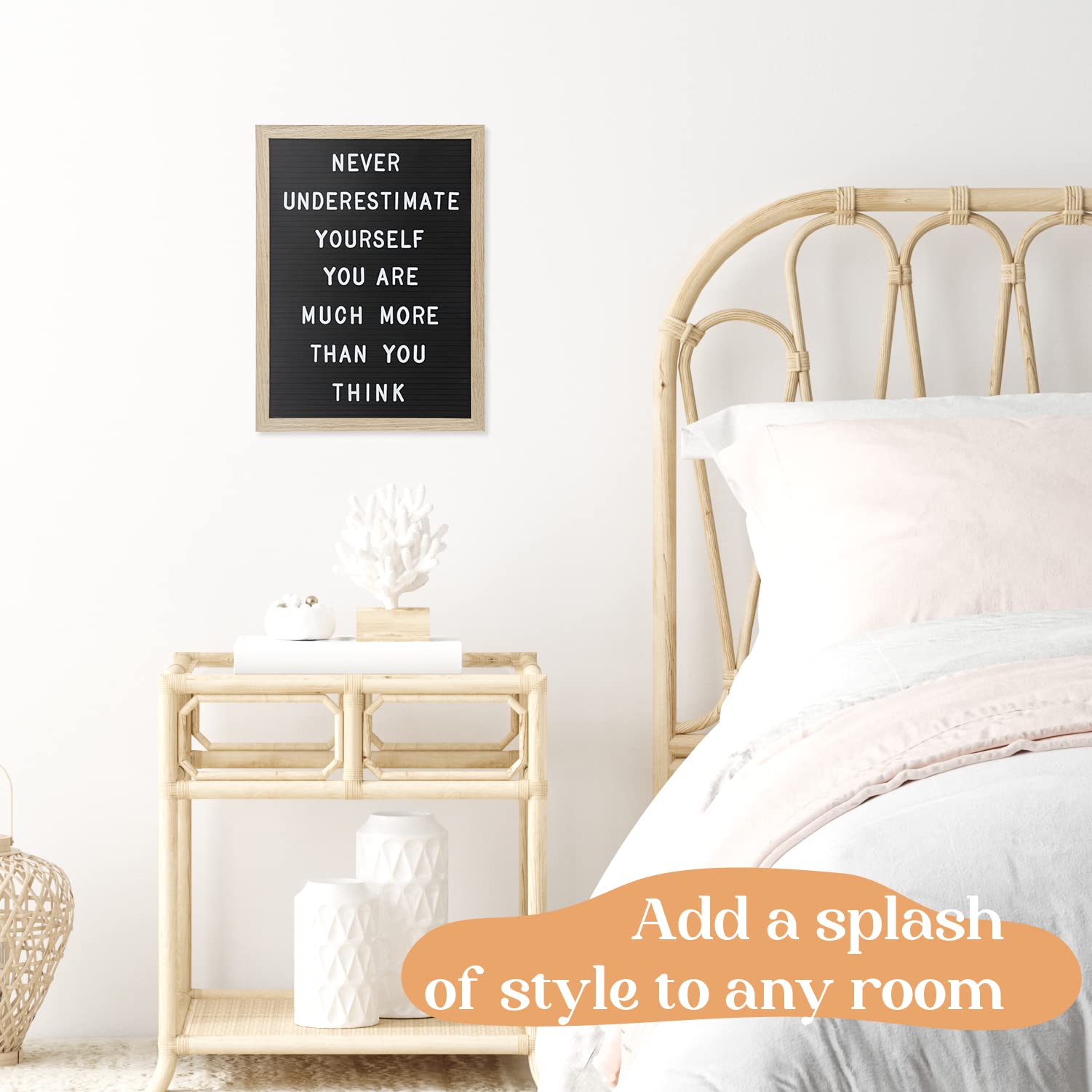 TrendArti Felt Letter Board - 680 Letters, Numbers & Symbols, 16 x 12 inch, Changeable Message Board for Quotes, Notes & Announcements, Wood Frame, Farmhouse Decor Wall and Tabletop, 2 Storage Bags,