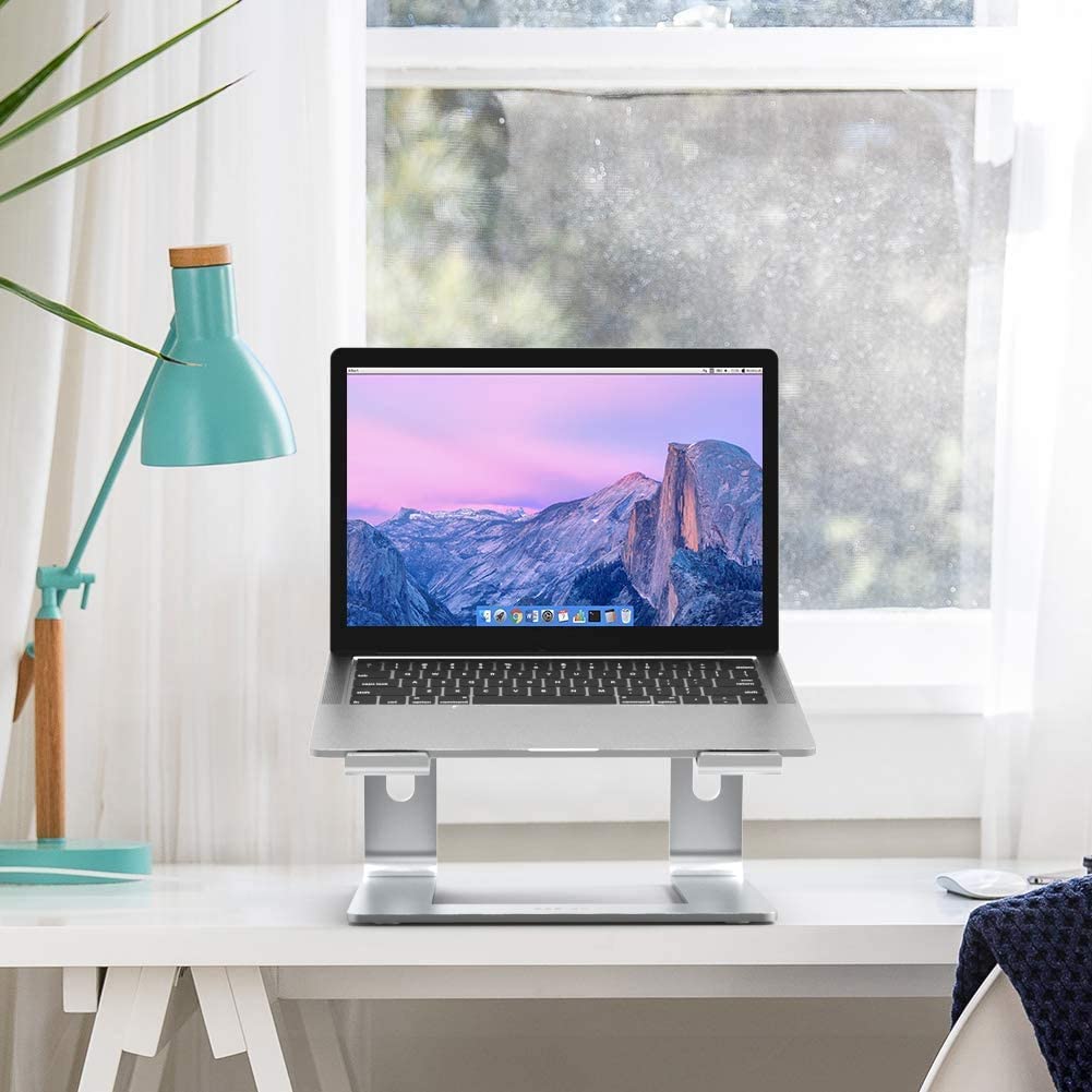 BESIGN LS03 Aluminum Laptop Stand, Ergonomic Detachable Computer Stand, Riser Holder Notebook Stand Compatible with Air, Pro, Dell, HP, Lenovo More 10-15.6" Laptops (Silver)
