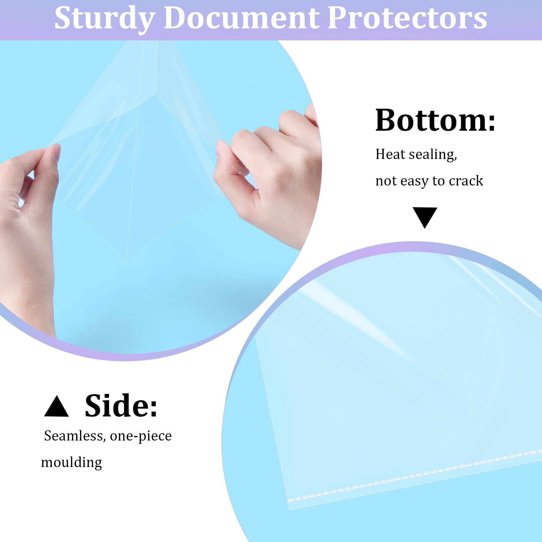 AKONEGE 100 Pack No Holes Sheet Protectors, 8.5 x 11 Inch Letter Size, Polypropylene (PP), Top Loading, Heavyweight Plastic, Clear View, Document & Artwork Protectors