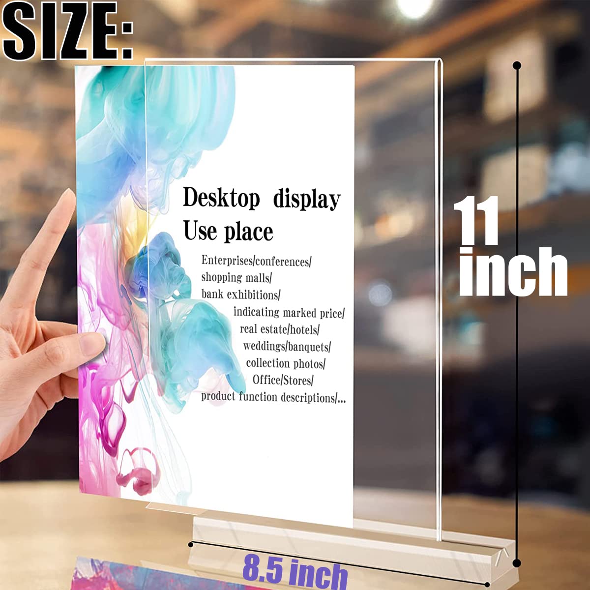 JIMITOP Acrylic Sign Holder 8.5 x 11 Clear Display Stand,Menu ad Frame Letter Size for Restaurants Table, Promotions, Photo Frames,Meetings (6 pack)