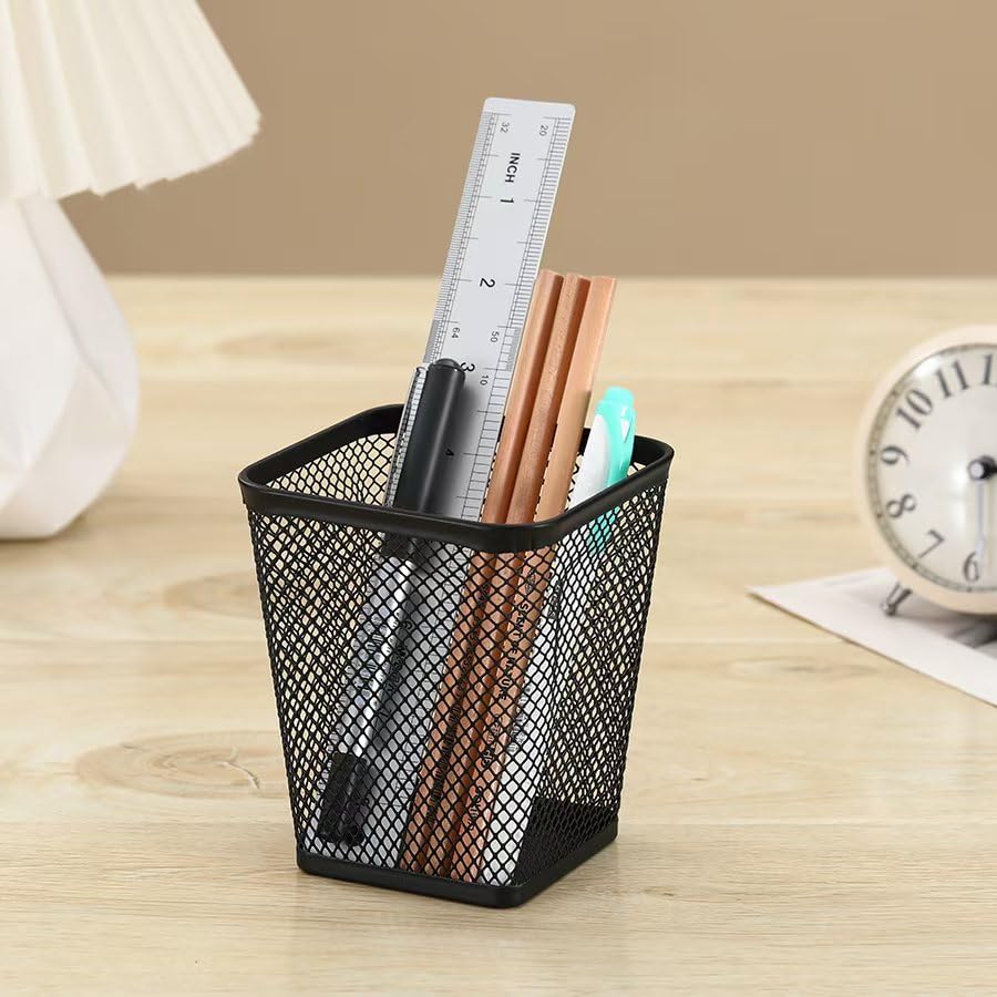 Gonice 6 Pack Pencil holder, Mesh Pen Holder for Desk, Black Pen Cup Desk Organizer for Home, Schoo and Office
