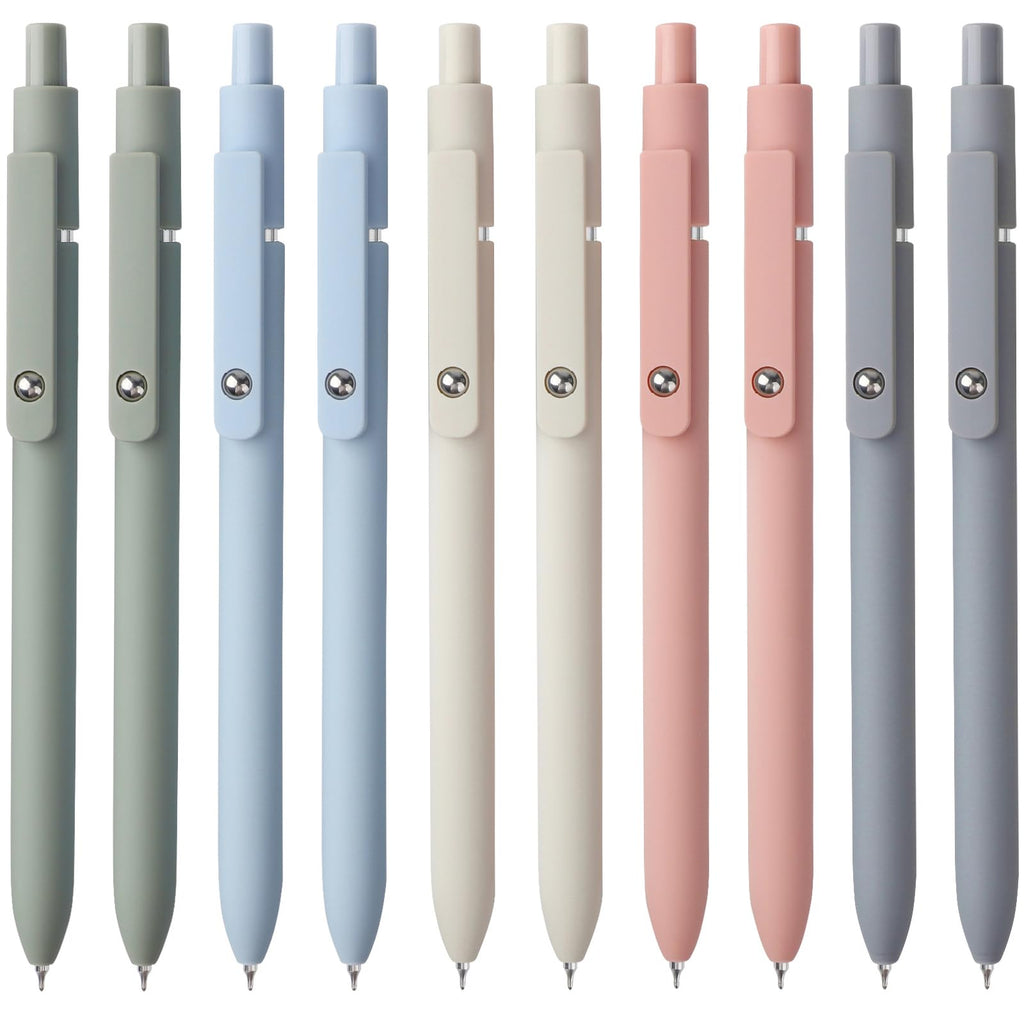 FIOVER 10pcs Gel Pens Quick Dry Ink Pens Fine Point Premium Retractable Rolling Ball Gel Pens Black Ink Smooth Writing for School Office Home (10pcs Morandi)