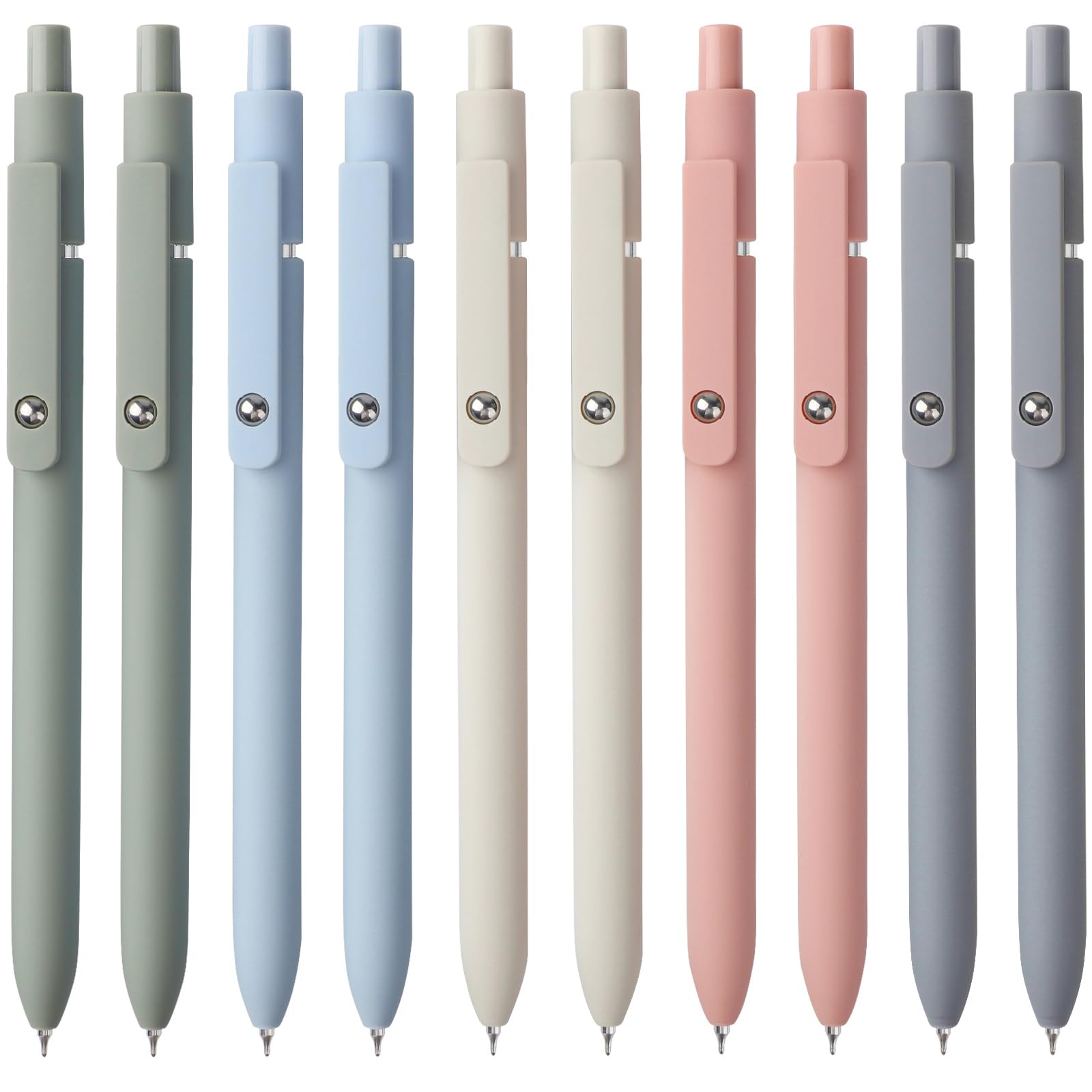 FIOVER 10pcs Gel Pens Quick Dry Ink Pens Fine Point Premium Retractable Rolling Ball Gel Pens Black Ink Smooth Writing for School Office Home (10pcs Morandi)
