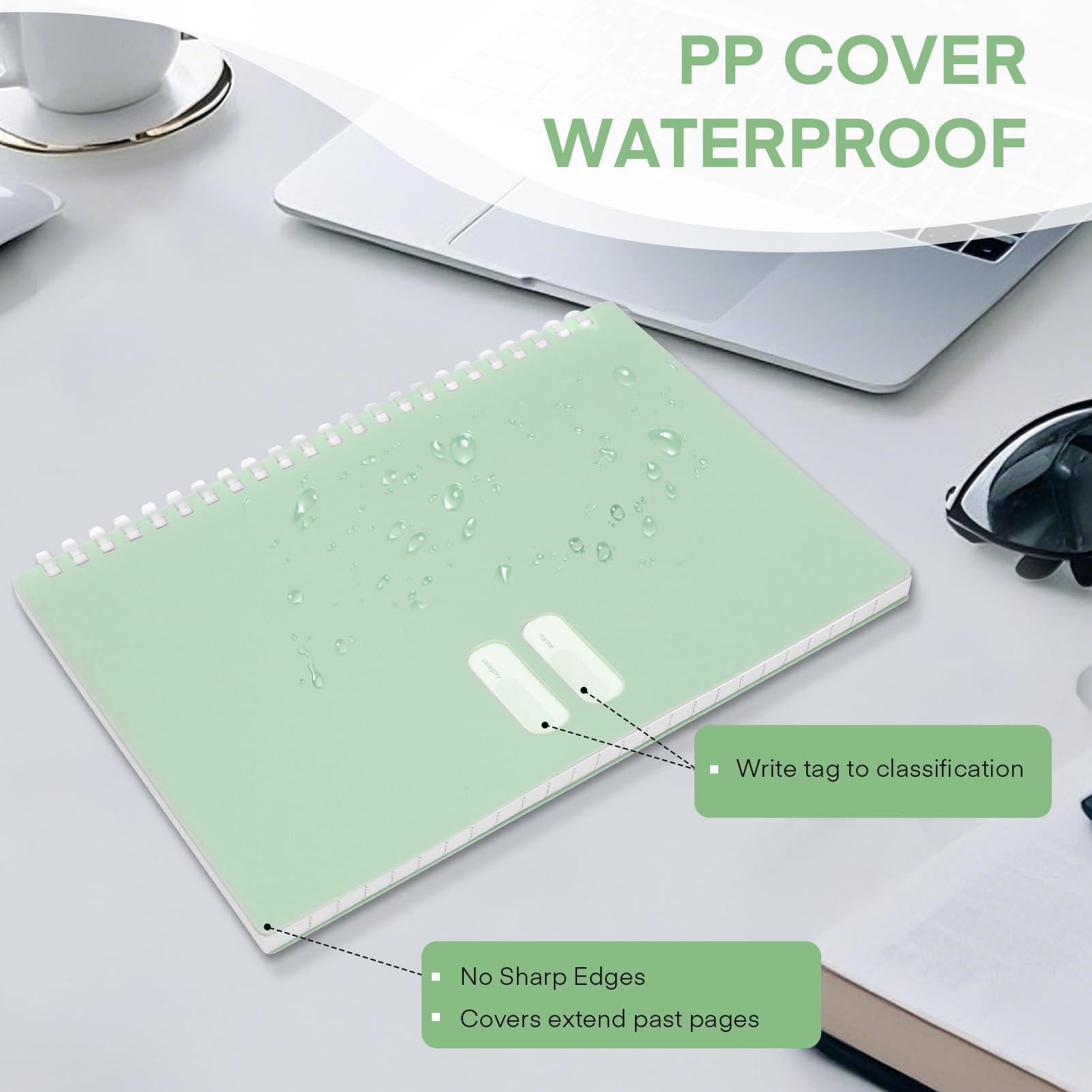 Colacoo 4 Pack B5 Spiral Notebook - PP Hardcover Spiral Bound Notebook with Soft Coil, 7 x 10" Coil Notebook College Ruled Lined Journal Notebook, 70 Sheets/140 Lined Pages, Assorted Green