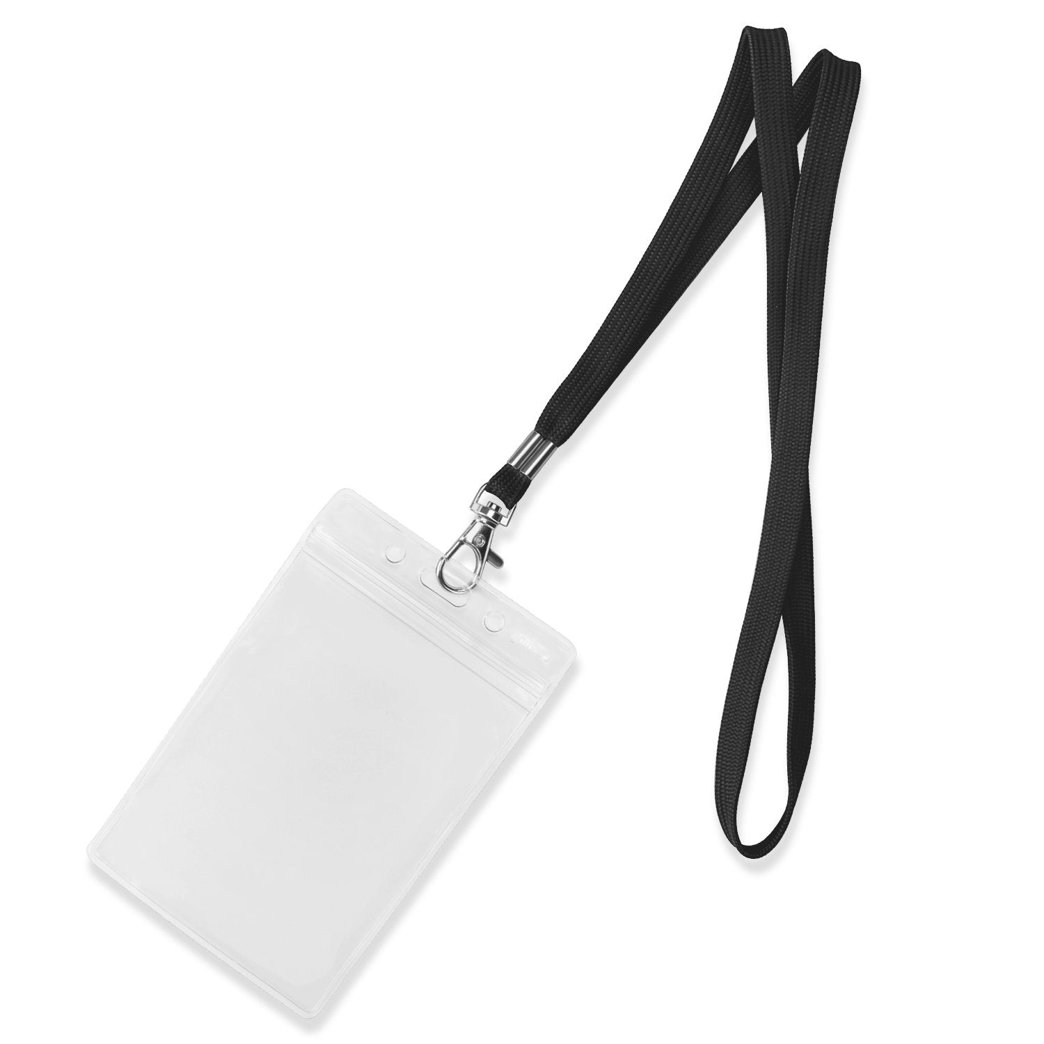 Neck Strap Lanyards - Fushing 100 Pack Black ID Badge Lanyards with Swivel Clasp for Office ID Card Holders Badges Holders Keychain