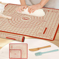 Silicone Baking Mat,28in×20in & 16in×12in Pastry Mat,Measuring Non-Slip Dough mat Mats for Baking,Kneading Dough,Table Mats Red (2Pack)